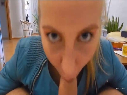 Amateur Girl Gives Sloppy Blowjob at Home