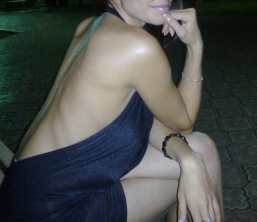Long-legged wife loves posing naked in public