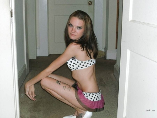 Sexy Tattooed Babe Poses Nude, Spreading Legs - Explicit Photo