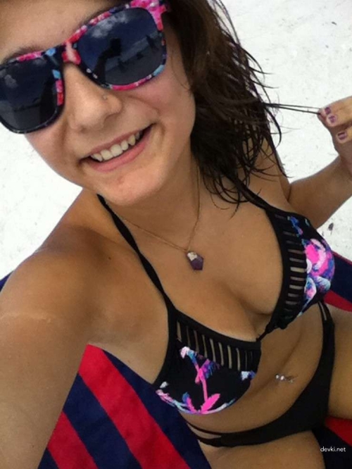 Voluptuous College Student with Big Boobs Exposed in Provocative Pose