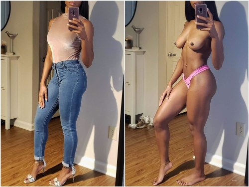 Black Skinny Beauty Poses Nude: Explicit Ebony Model Showing All