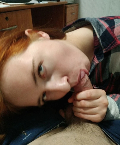 Redhead Polishes Shaft: Explicit Blowjob Scene