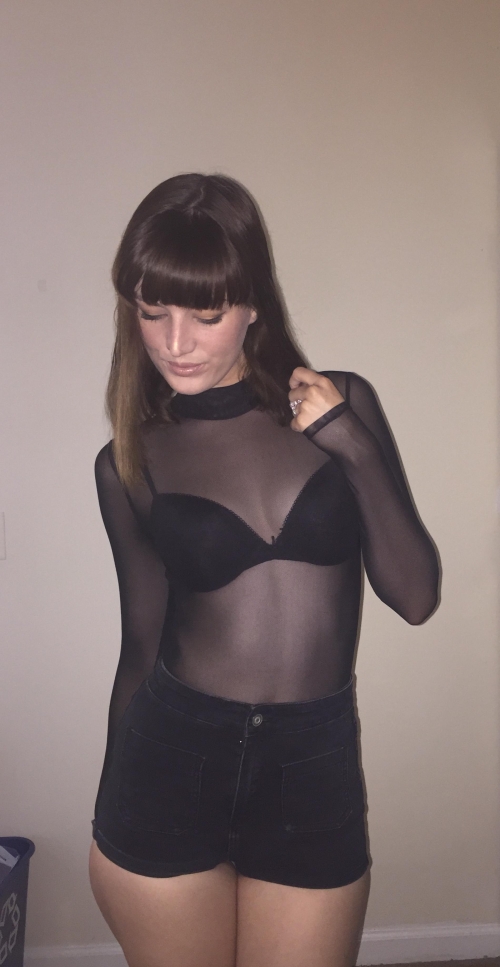Seductive Black Sheer Bodysuit: Explicit Lingerie Photoshoot
