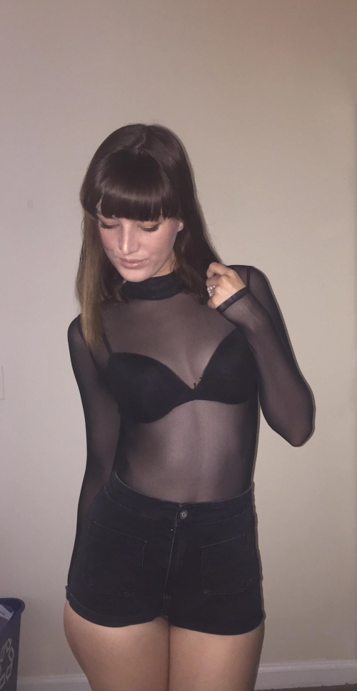 Seductive Black Sheer Bodysuit: Explicit Lingerie Photoshoot
