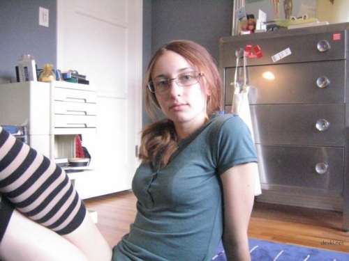 Striped stockings girl fucks herself - Explicit solo porn photo