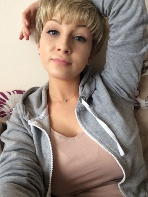 Blonde Seductively Displays Her Big Breasts - Explicit Busty Babe Teasing