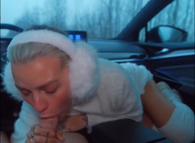 Hot girl gives blowjob to new acquaintance in car