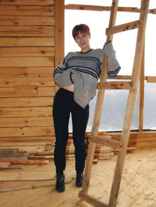 Topless Redhead Woman Outdoors at Dacha - Explicit Adult Content