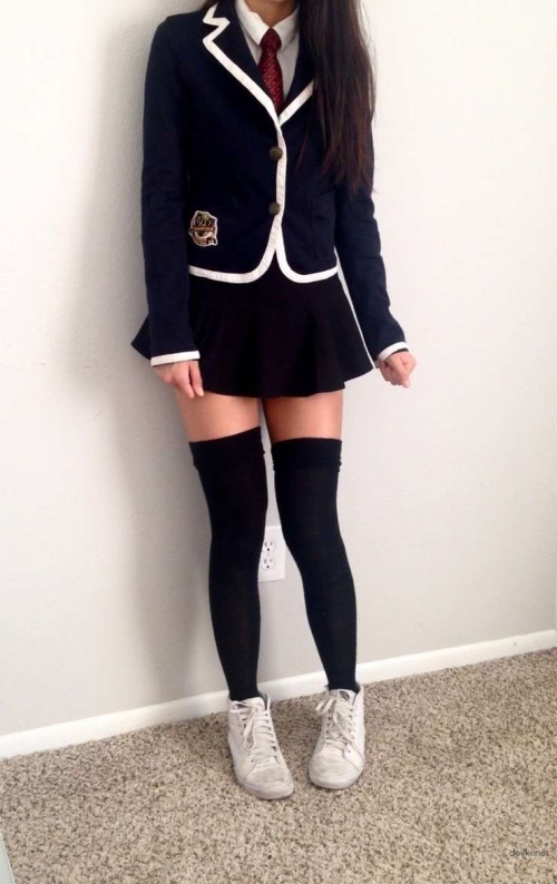Slim Student in School Uniform: Explicit Teenage Beauty in Tight Outfit