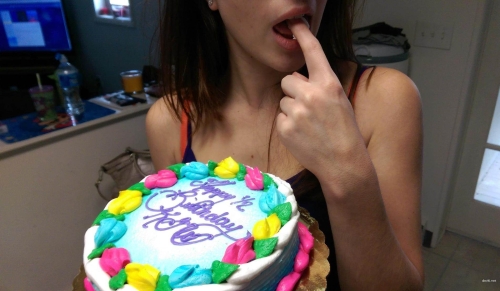 Seductive Girl's Erotic Cake Play - Sensual Dessert Temptation