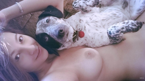 Private Photo of Gorgeous Girl with Her Dog: Explicit and Bold!