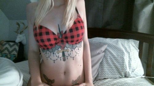 Sexy Blonde Bombshell Covered in Tattoos - Hot Tattooed Girl Photo