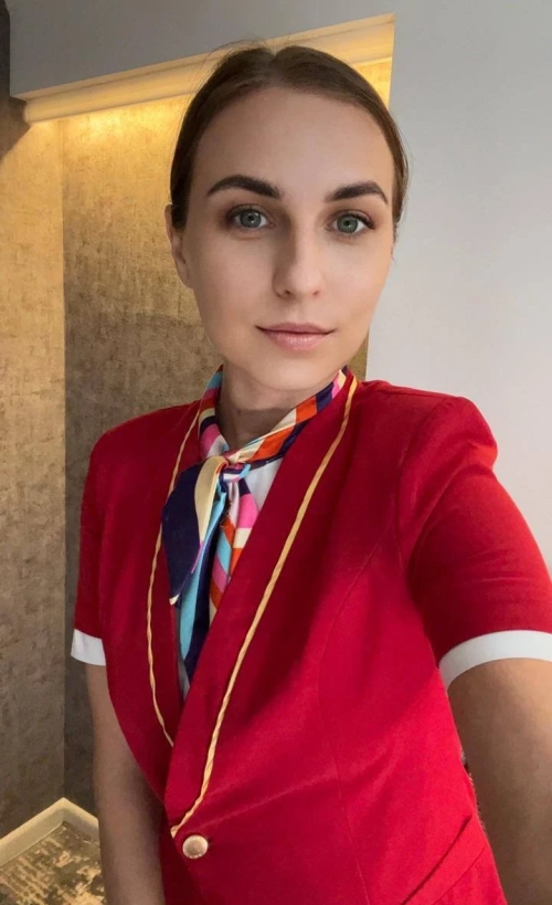 Naked Flight Attendant Aniuta: Explicit Airline Uniform Striptease