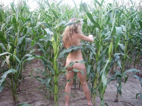 Hot babe gets kinky with corn in steamy sex photo shoot