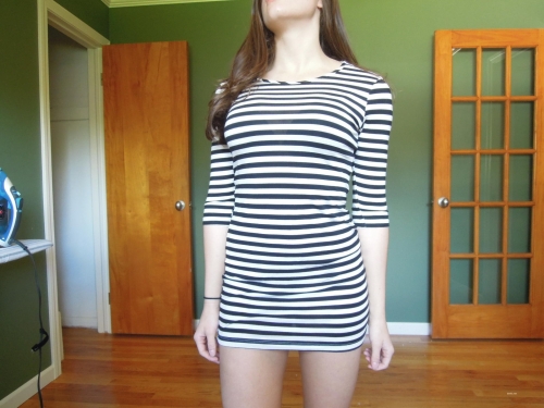 Striped Dress Babe: Stunning Beauty in Seductive Outfit