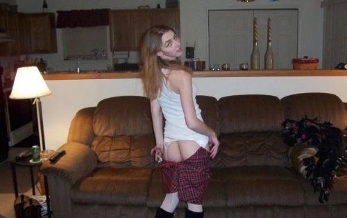 Skinny Girl Strips and Takes Big Cock