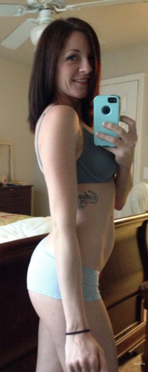 Hot Naked Girl with Tattoos Taking Home Selfies