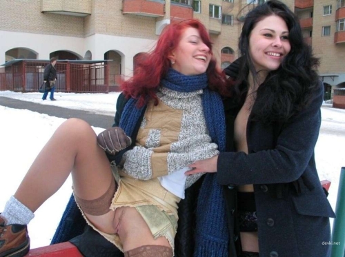 Fearless Friends Embracing the Cold: Explicit Winter Fun!