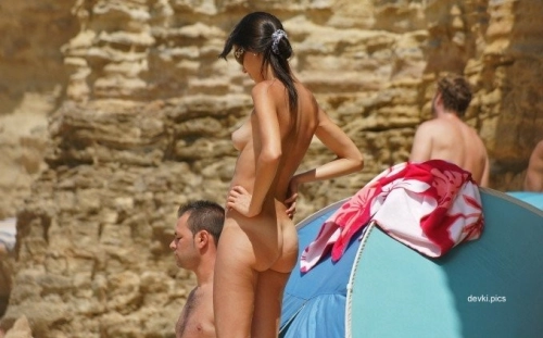 Hot Naked Brunette with Toned Body at the Beach - Explicit Adult Content