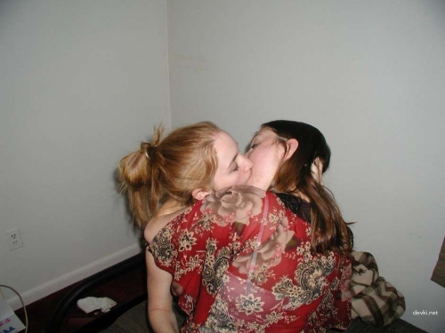 Lesbian Babes Kissing on Bed - Hot Girl-on-Girl Action