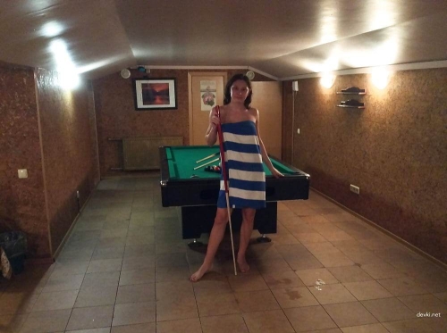 Trans Strips Completely Naked on Pool Table: Explicit Transgender Strip Tease Shot