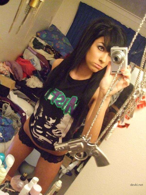 Skinny Emo Girl Posing Seductively - Hot and Edgy Teen Model